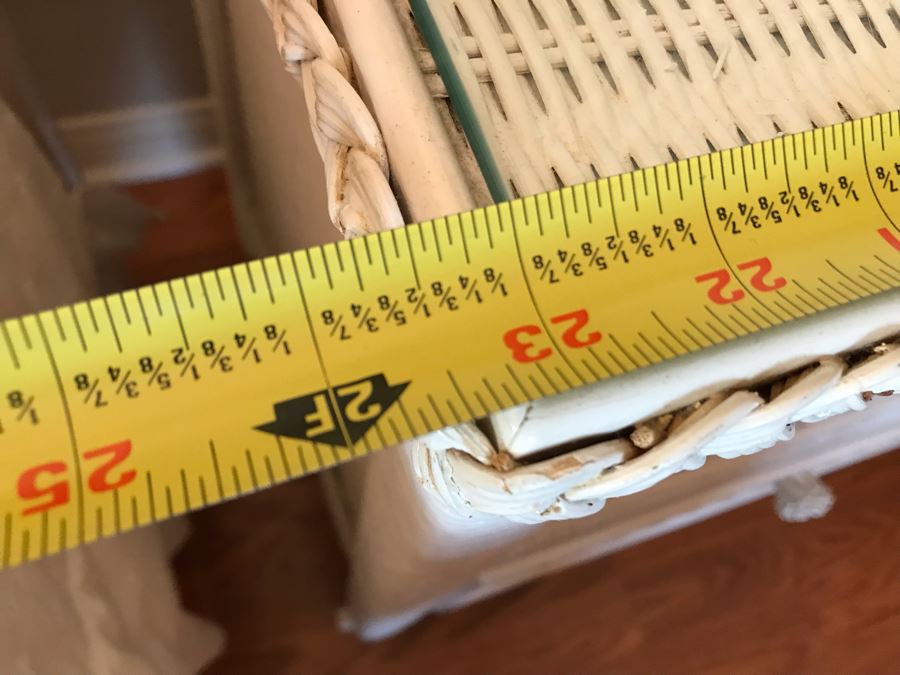 Vintage Wicker Nightstand 2-Drawer Side Table Painted White 24W X 18D X 26H [Photo 5]