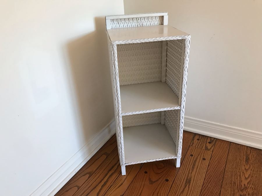 Wicker Etagere Shelf Stand White 12W X 12D X 29H [Photo 2]