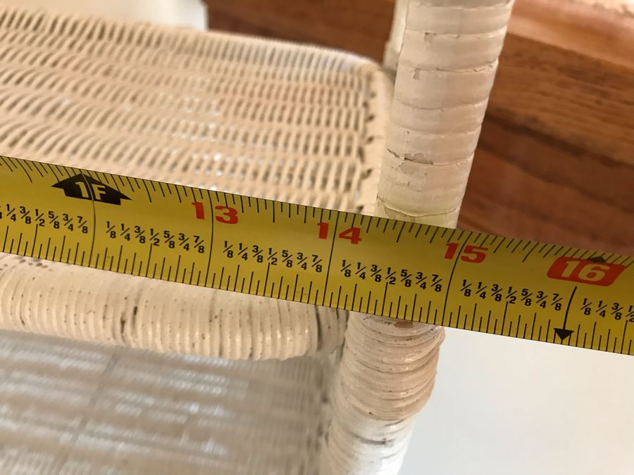 Vintage Wicker Etagere Shelf Stand Painted White 15W X 10D X 54H [Photo 5]