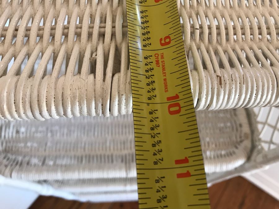 Vintage Wicker Etagere Shelf Stand Painted White 15W X 10D X 54H [Photo 6]