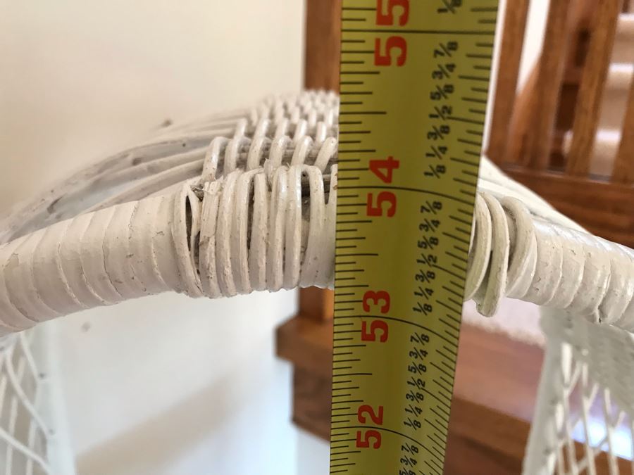 Vintage Wicker Etagere Shelf Stand Painted White 15W X 10D X 54H [Photo 7]