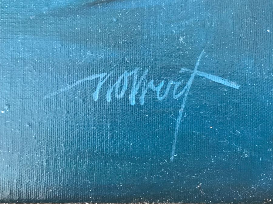 Original Modernist Oil Painting On Canvas By Ned O. Wert Titled 'Youth Dive' 30 X 20 [Photo 7]