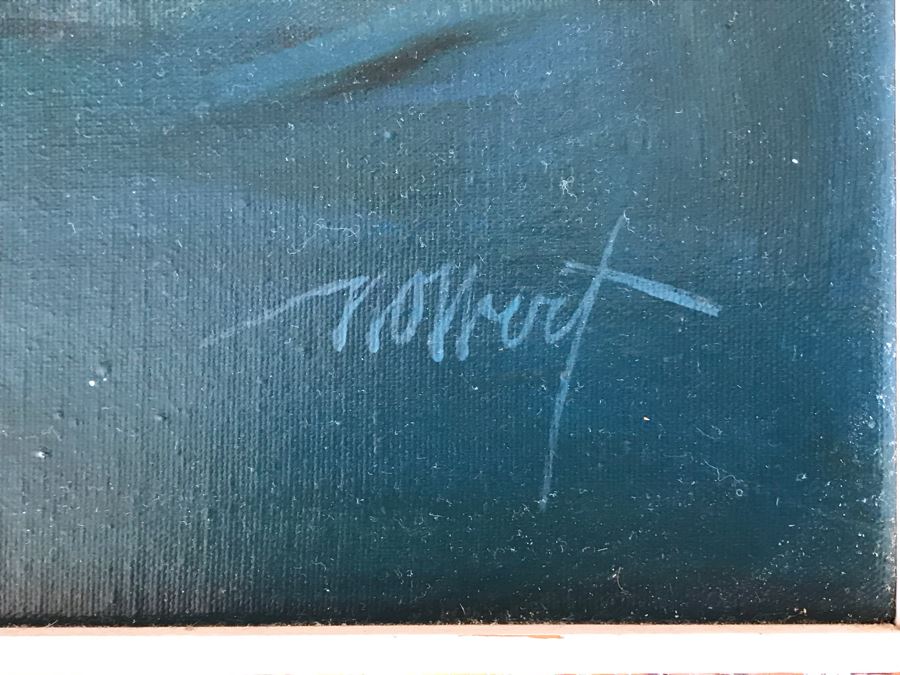 Original Modernist Oil Painting On Canvas By Ned O. Wert Titled 'Youth Dive' 30 X 20 [Photo 6]