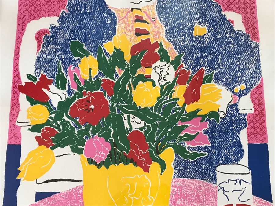 American Expressionist Fay Peck Hand Signed Limited Edition Print Titled 'Cocktails, Tulips And You' 8 Of 120 - 26 X 34 [Photo 4]