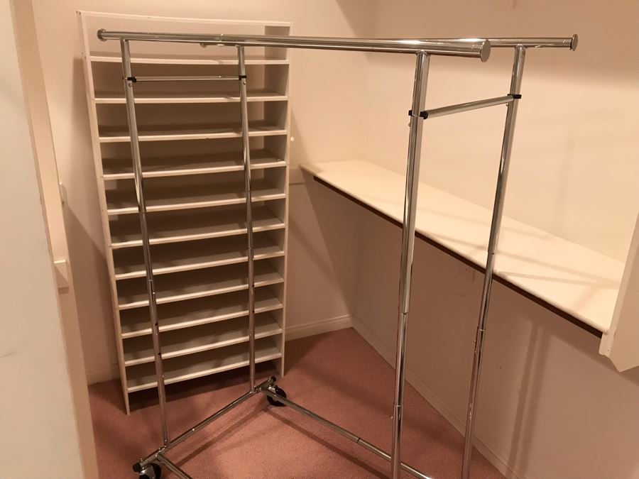 Chrome Clothing Rack On Casters 51W X 20D X 66H [Photo 1]