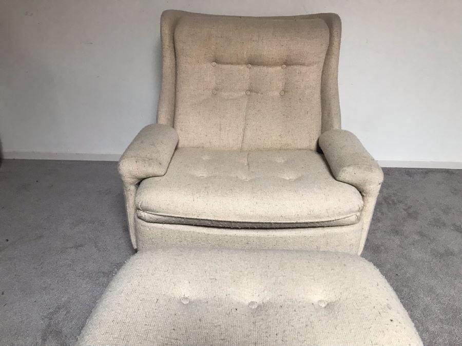 JUST ADDED - Mid-Century Modern Armchair With Matching Ottoman - Designer Unknown [Photo 7]