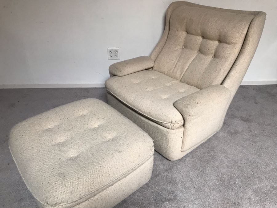 JUST ADDED - Mid-Century Modern Armchair With Matching Ottoman - Designer Unknown [Photo 5]