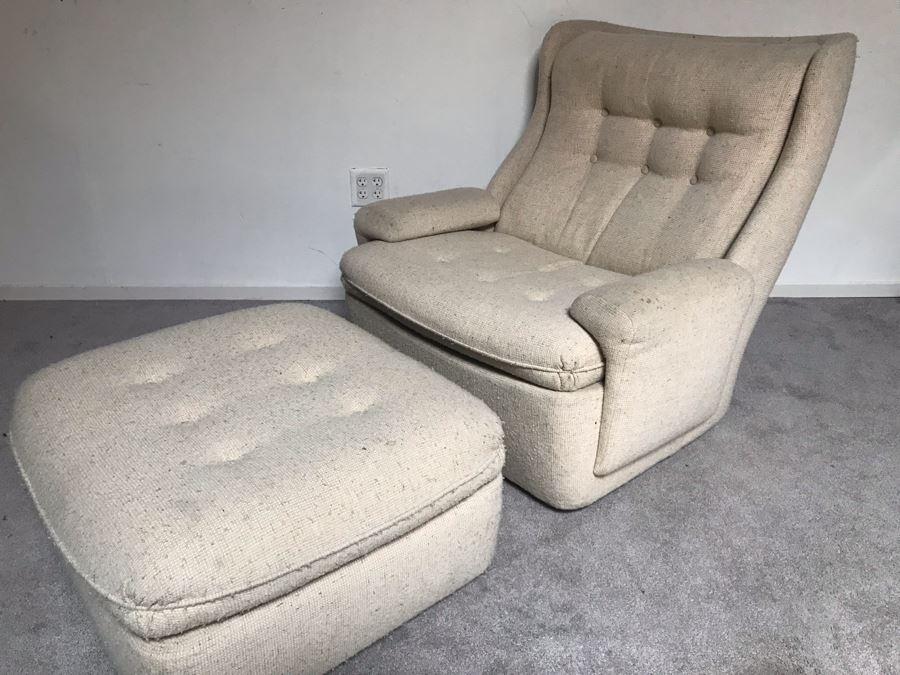 JUST ADDED Mid Century Modern Armchair With Matching Ottoman   36700 Qpwb 