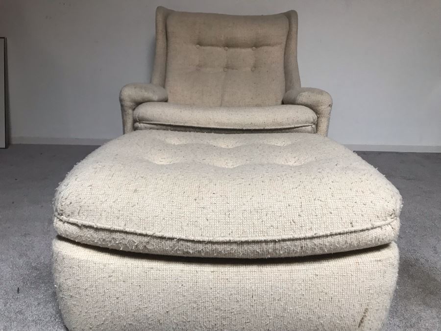 JUST ADDED - Mid-Century Modern Armchair With Matching Ottoman - Designer Unknown [Photo 9]