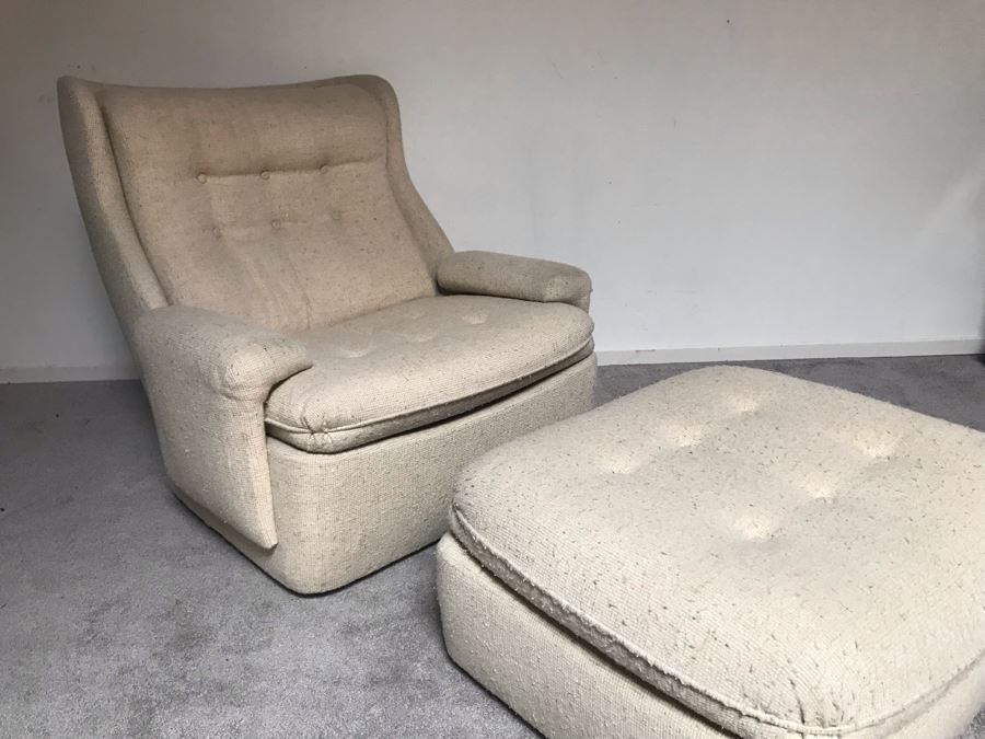JUST ADDED - Mid-Century Modern Armchair With Matching Ottoman