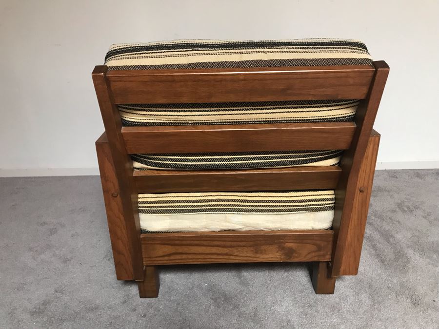 JUST ADDED - Mid-Century Solid Wood Armchair With Original Cushions (Designer Unknown) - Needs Reupholstering 28.5W X 32D [Photo 8]