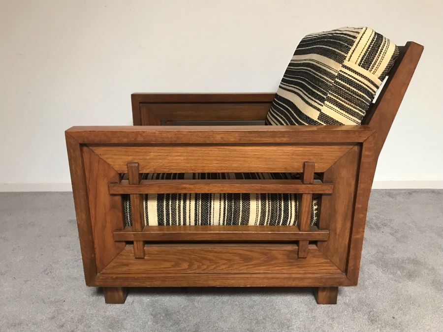 JUST ADDED - Mid-Century Solid Wood Armchair With Original Cushions (Designer Unknown) - Needs Reupholstering 28.5W X 32D [Photo 7]