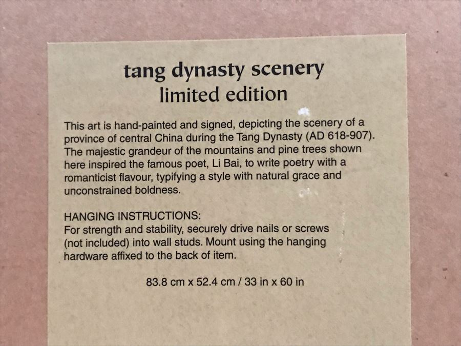JUST ADDED - Large Limited Edition Hand-Painted And Signed Depiction Of Tang Dynasty Scenery 33W X 60H - See Photos [Photo 13]