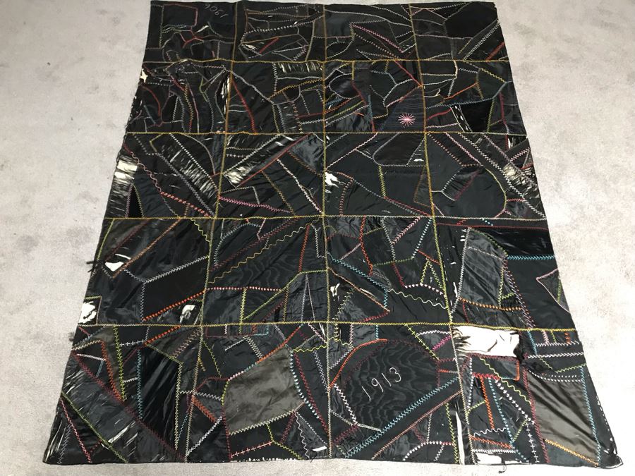 JUST ADDED - Antique 1913 Quilt With Damage 60 X 74 [Photo 3]