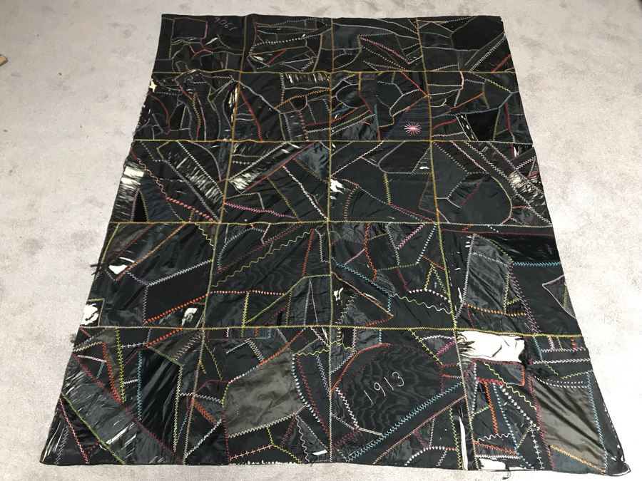 JUST ADDED - Antique 1913 Quilt With Damage 60 X 74 [Photo 2]