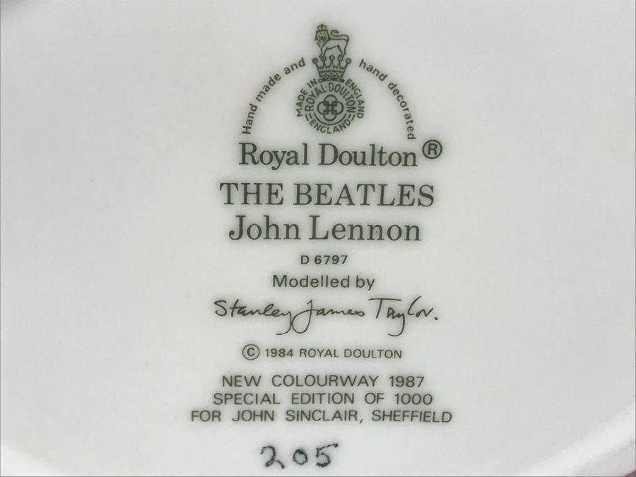 JUST ADDED - Very Rare John Lennon Royal Doulton The Beatles New Colourway 1987 Special Edition Of 1000 For John Sinclair, Sheffield Mug Figurine D 6707 [Photo 8]