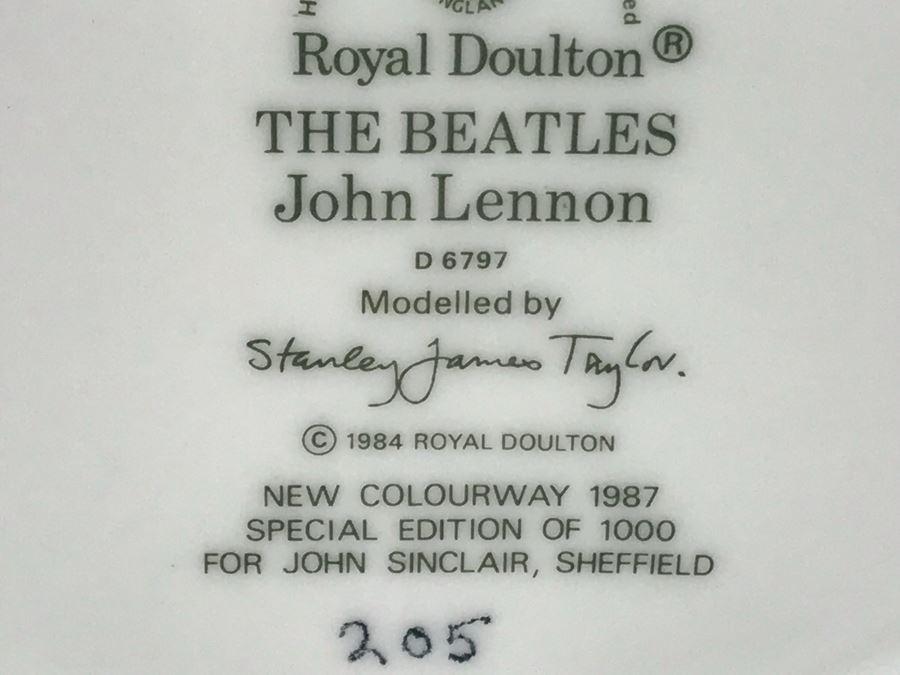 JUST ADDED - Very Rare John Lennon Royal Doulton The Beatles New Colourway 1987 Special Edition Of 1000 For John Sinclair, Sheffield Mug Figurine D 6707 [Photo 10]