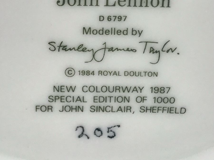 JUST ADDED - Very Rare John Lennon Royal Doulton The Beatles New Colourway 1987 Special Edition Of 1000 For John Sinclair, Sheffield Mug Figurine D 6707 [Photo 9]