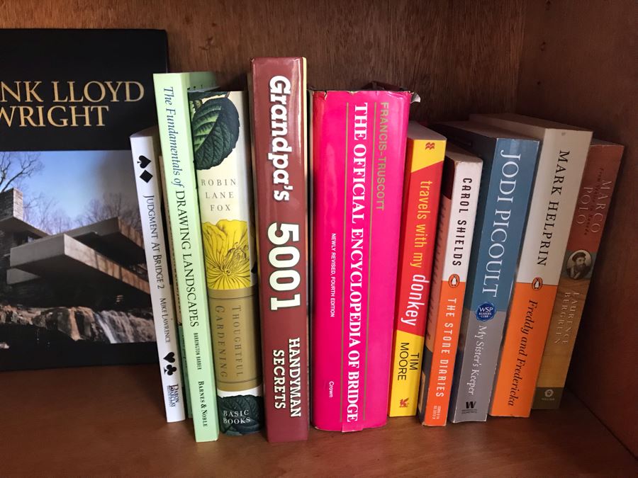 JUST ADDED - Book Lot Shown On Center Shelf And Glass Candle Holder [Photo 7]