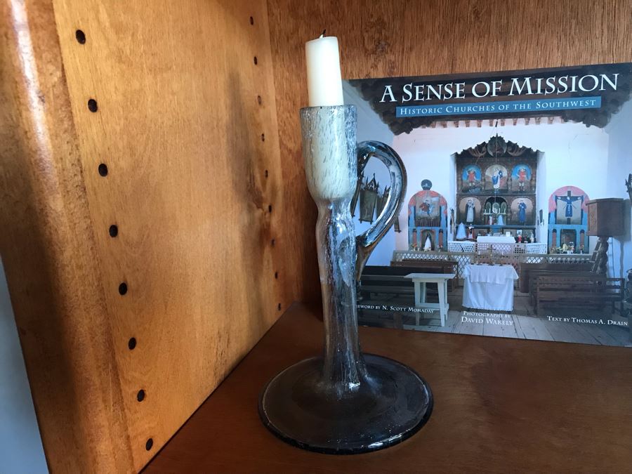 JUST ADDED - Book Lot Shown On Center Shelf And Glass Candle Holder [Photo 5]