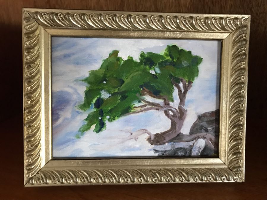 JUST ADDED - Original Plein Air Painting 9W X 7H And Pewter Trophy Pitcher 6H [Photo 2]