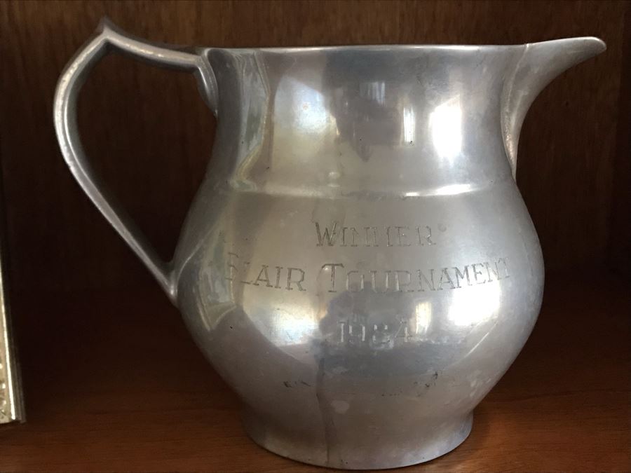 JUST ADDED - Original Plein Air Painting 9W X 7H And Pewter Trophy Pitcher 6H [Photo 4]