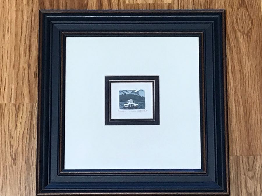 JUST ADDED - Limited Edition Signed Miniature Print Titled 'Crossing' By Nora K. Fischer Seattle WA Frame Measures 10.5 X 10.5 [Photo 2]