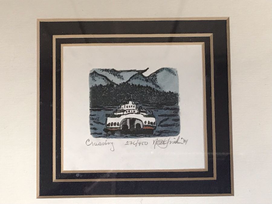 JUST ADDED - Limited Edition Signed Miniature Print Titled 'Crossing' By Nora K. Fischer Seattle WA Frame Measures 10.5 X 10.5 [Photo 3]