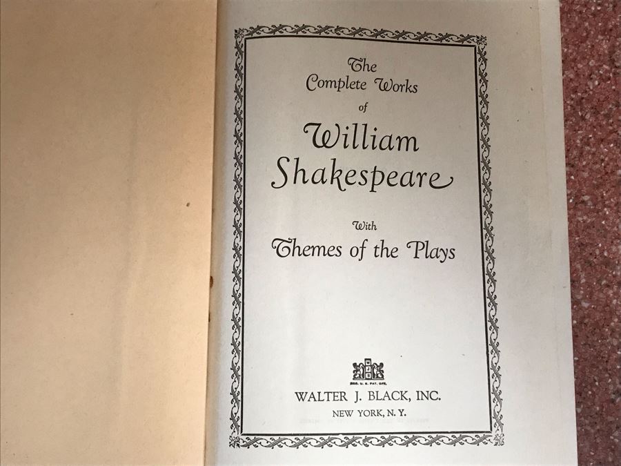 JUST ADDED - Vintage 1937 Hardcover Book: The Complete Works Of William Shakespeare With Themes Of The Plays Walter J. Black, Inc New York, N.Y. [Photo 3]