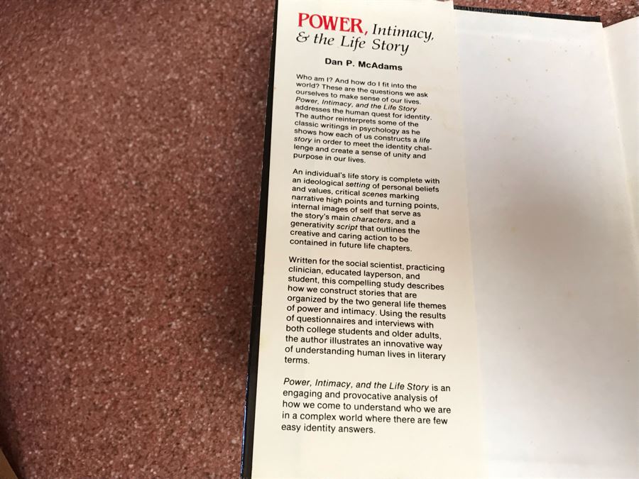 JUST ADDED - Signed Book: Power, Intimacy, & The Life Story Personological Inquiries Into Identity By Dan P. McAdams [Photo 4]