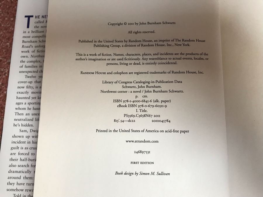 JUST ADDED - Signed Book: Northwest Corner By John Burnham Schwartz [Photo 5]