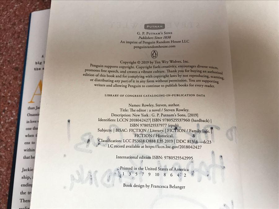 JUST ADDED - Signed Book: The Editor By Steven Rowley [Photo 5]