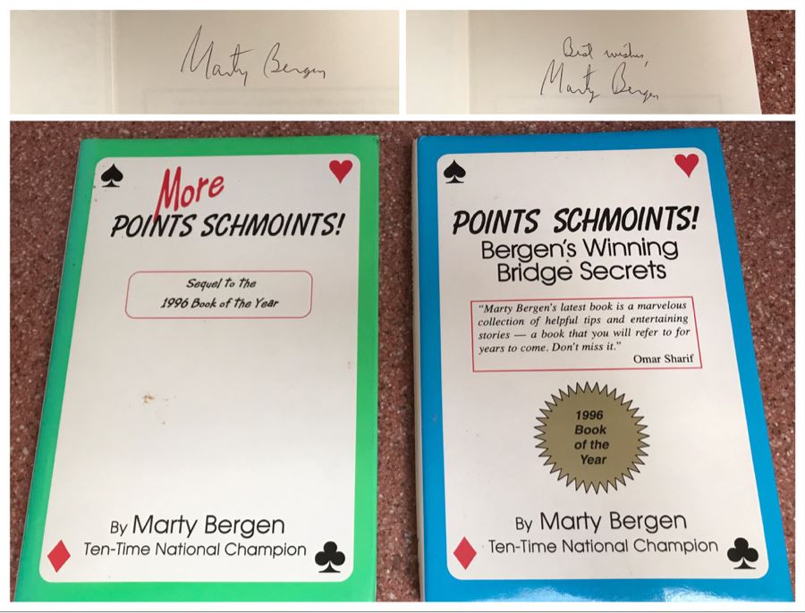 JUST ADDED - Pair Of Signed Bridge Book By Marty Bergen [Photo 1]