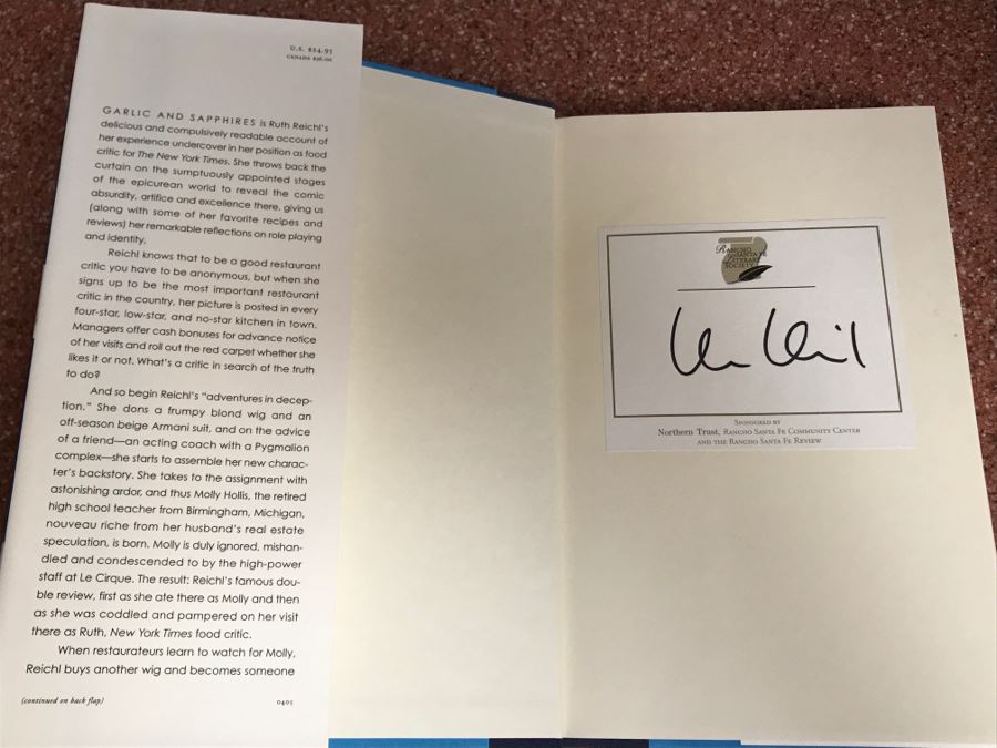 JUST ADDED - Signed Book: Garlic And Sapphires By Ruth Reichl [Photo 3]
