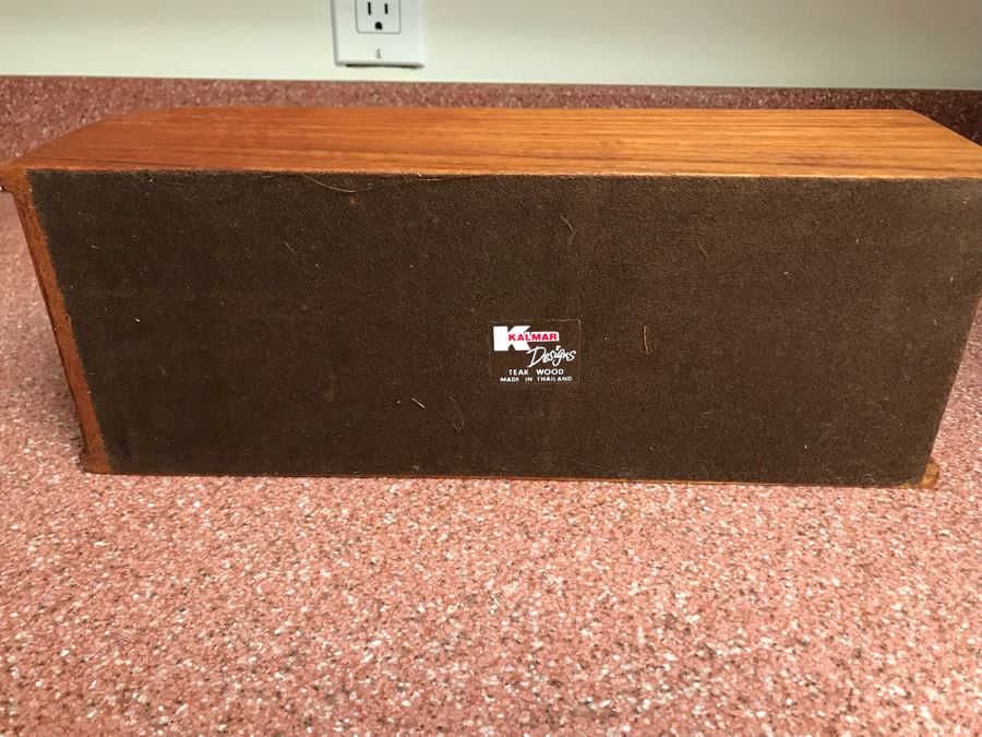 JUST ADDED - Vintage Kalmar Designs Danish Modern Teak Wood Accordion Cover Box 5W X 14H X 4D [Photo 6]