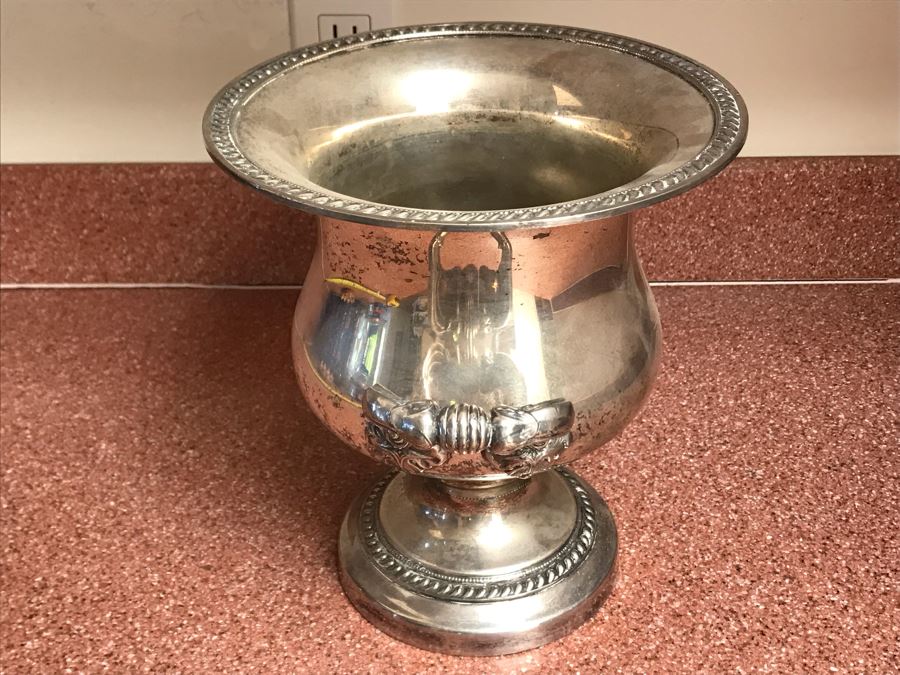 JUST ADDED - Silverplate Pedestal Champagne Bucket Wine Ice Cooler 11W X 10H [Photo 4]