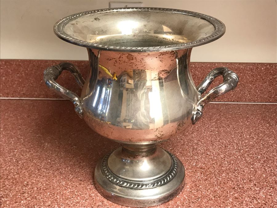 JUST ADDED - Silverplate Pedestal Champagne Bucket Wine Ice Cooler 11W X 10H [Photo 2]