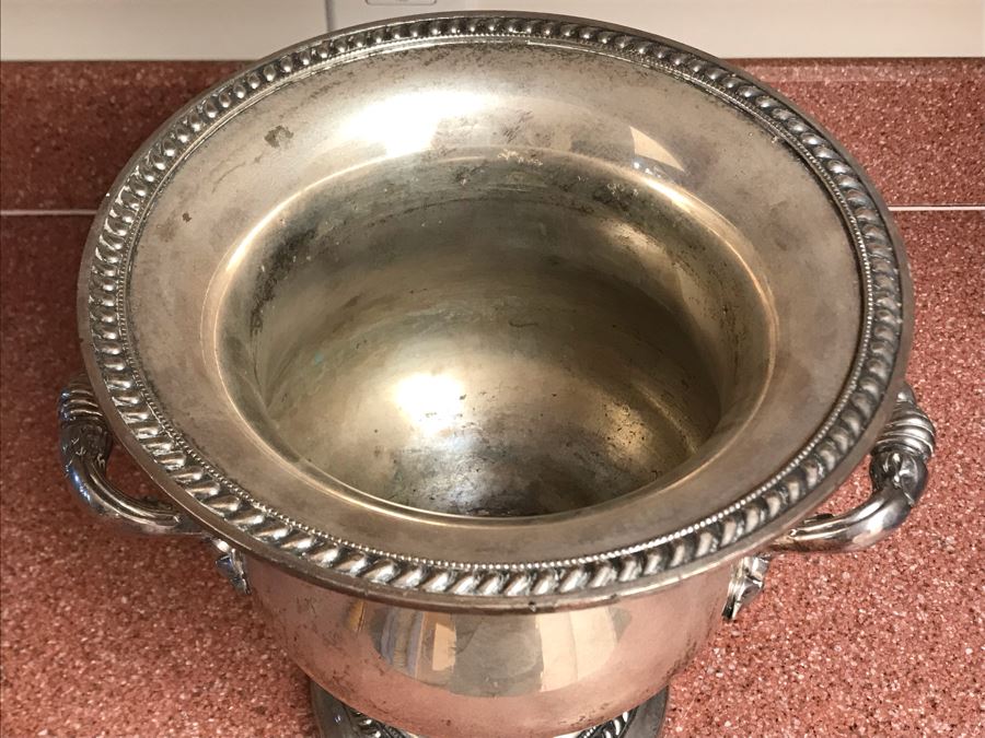 JUST ADDED - Silverplate Pedestal Champagne Bucket Wine Ice Cooler 11W X 10H [Photo 3]
