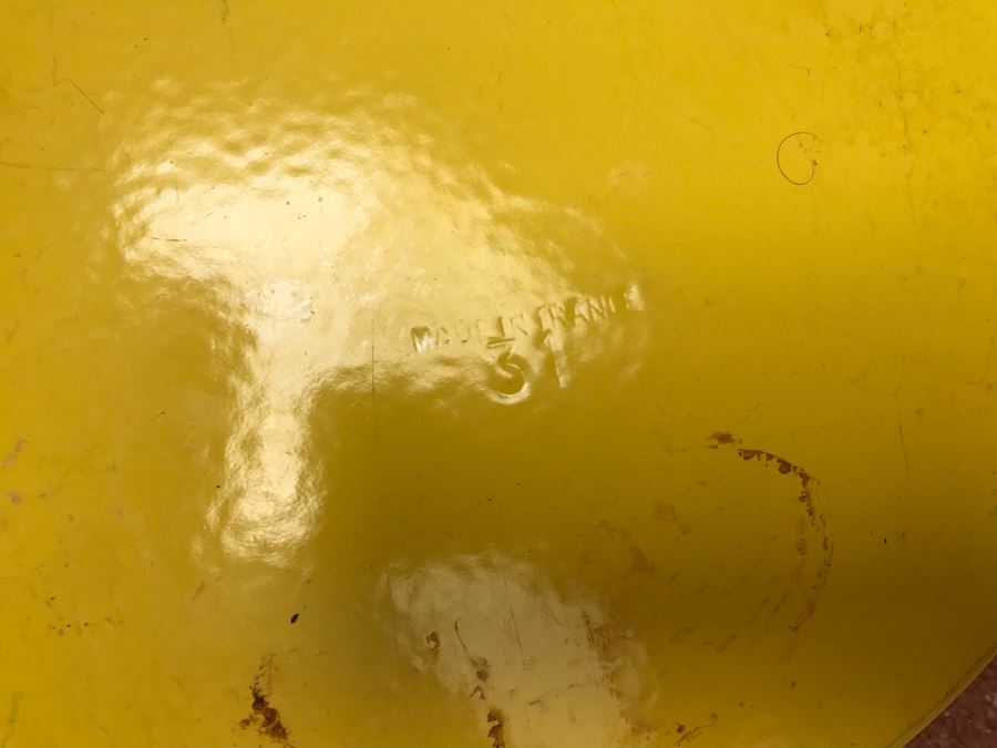 JUST ADDED - Paul Boguse Nomar Staub Yellow Enamel Cast Iron Roaster Dutch Oven #31 Made In France 14W X 11D X 7H [Photo 9]