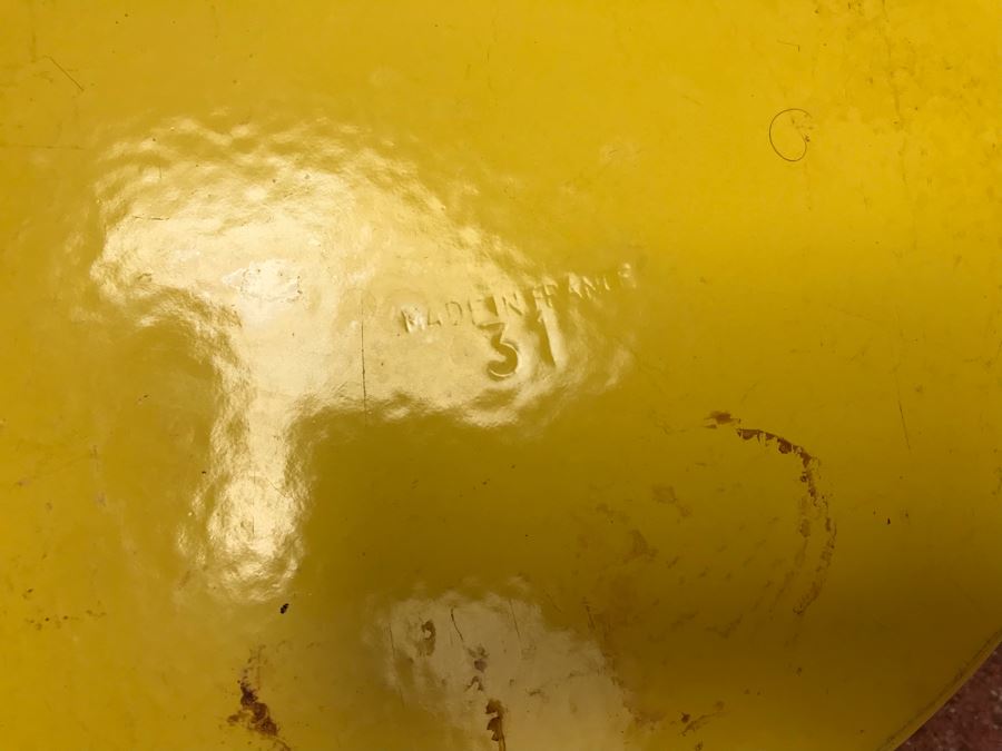 JUST ADDED - Paul Boguse Nomar Staub Yellow Enamel Cast Iron Roaster Dutch Oven #31 Made In France 14W X 11D X 7H [Photo 8]