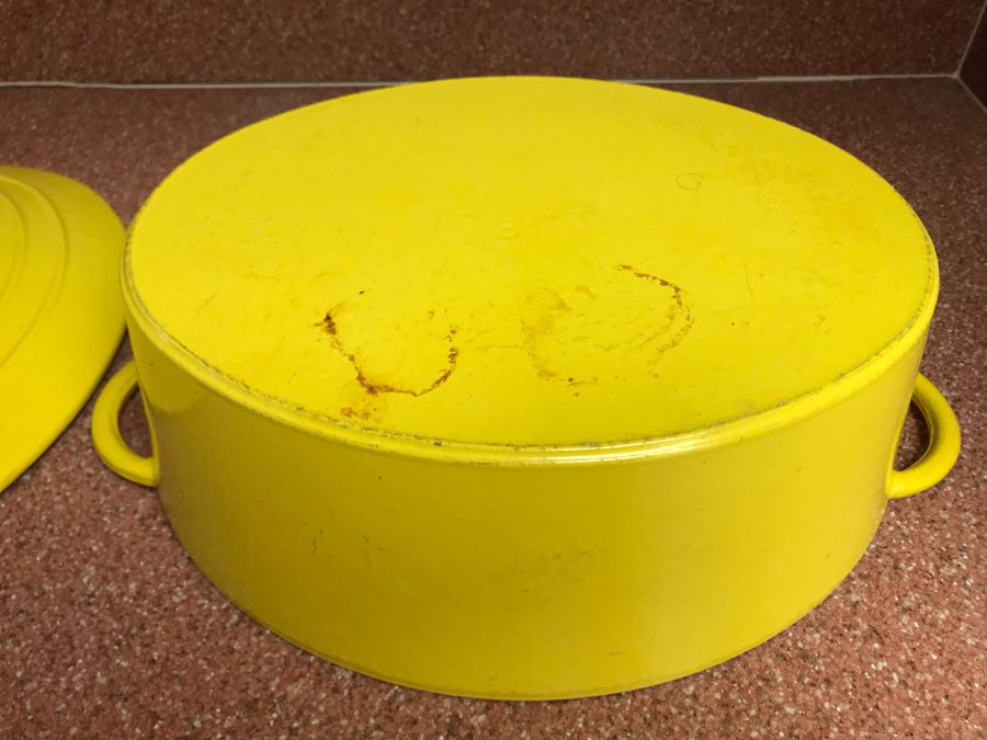 Yellow French 31 Cast Iron Enamelware Large Lidded Pot Dutch Oven