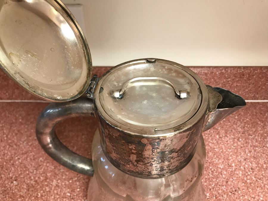 JUST ADDED - Vintage Glass Pitcher With Inner Ice Core Chamber 10H [Photo 4]