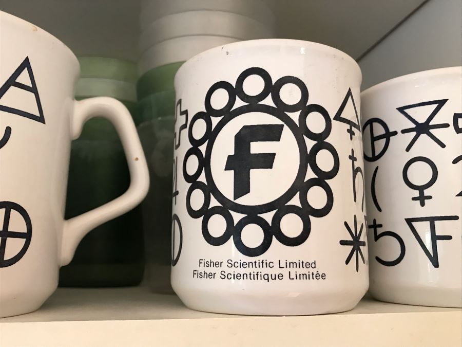 JUST ADDED - Cabinet Filled With Various Coffee Cups Including Fisher Scientific Cups, Culinary Essentials Italian Bowls, Cups And Plates - See Photos [Photo 15]