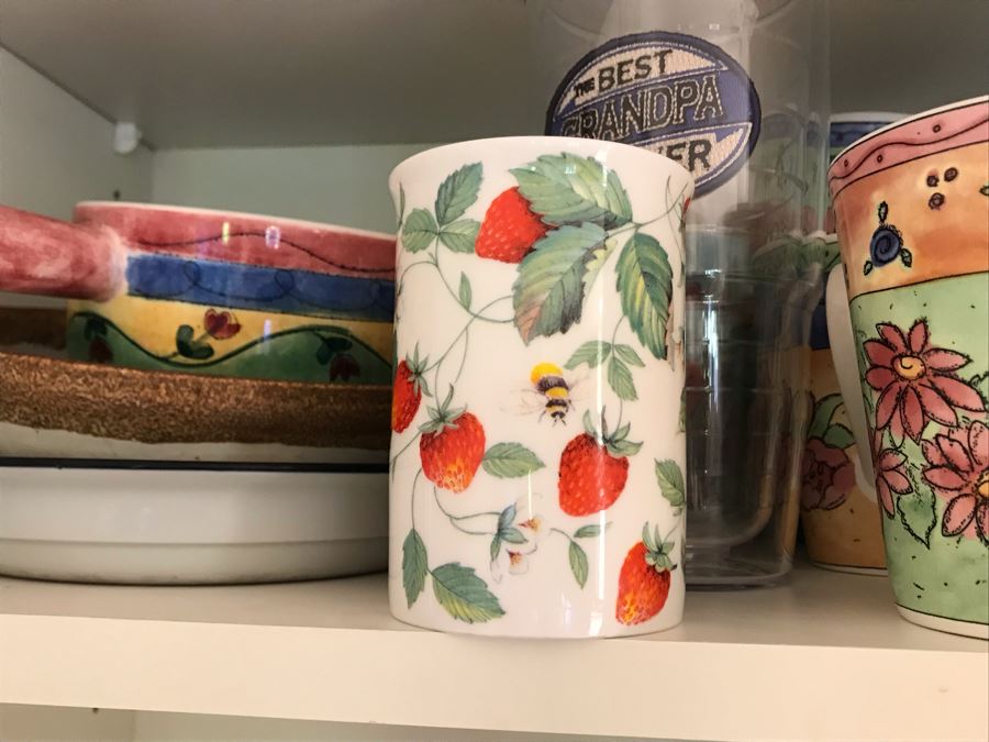 JUST ADDED - Cabinet Filled With Various Coffee Cups Including Fisher Scientific Cups, Culinary Essentials Italian Bowls, Cups And Plates - See Photos [Photo 17]