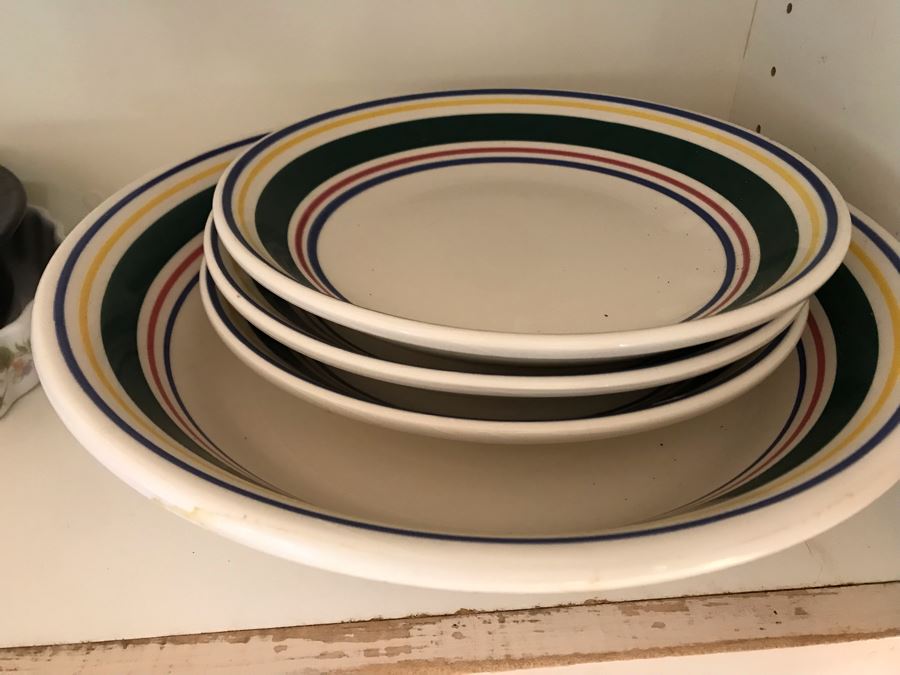 JUST ADDED - Cabinet Filled With Various Coffee Cups Including Fisher Scientific Cups, Culinary Essentials Italian Bowls, Cups And Plates - See Photos [Photo 19]