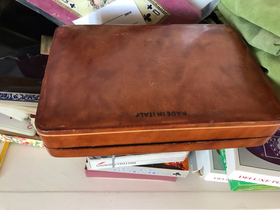 JUST ADDED - Playing Cards Game Lot With Italian Leather Card Case - See Photos [Photo 5]