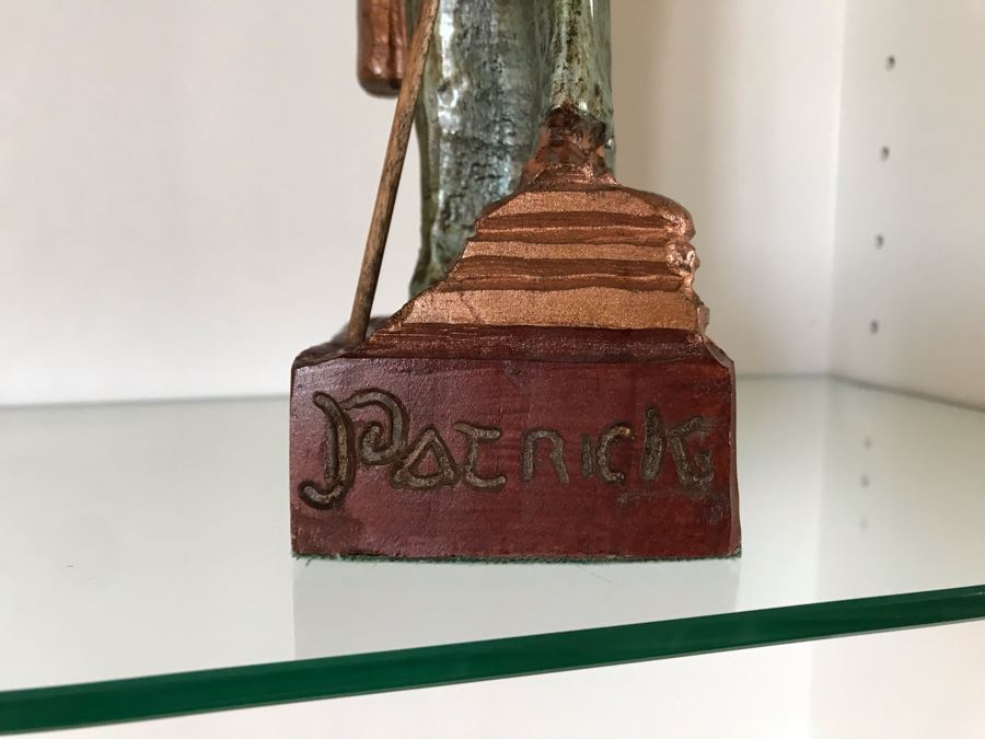 JUST ADDED - Carved Wooden Religious Patrick Sculpture From Ireland [Photo 3]