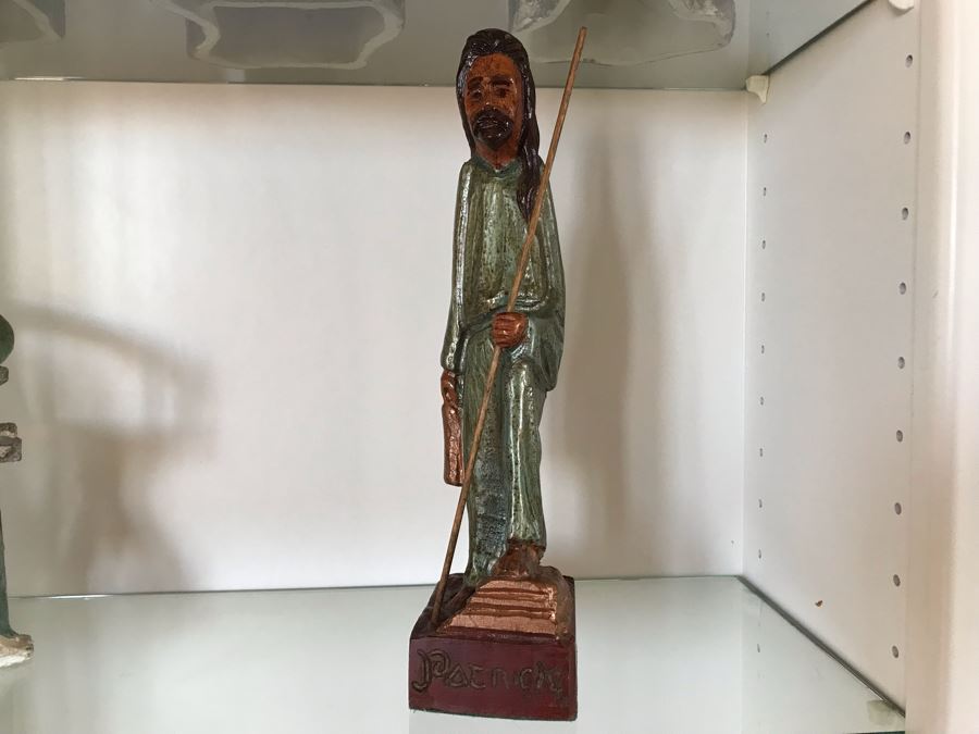 JUST ADDED - Carved Wooden Religious Patrick Sculpture From Ireland [Photo 2]