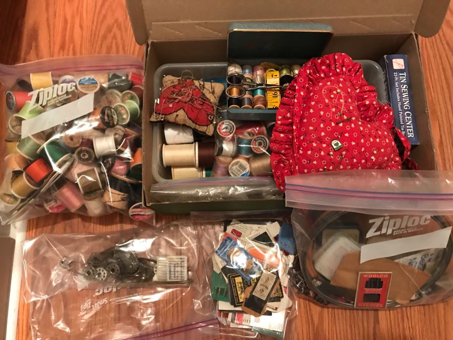 JUST ADDED - Large Collection Of Various Sewing Supplies Including Sewing Machine Parts, Sewing Thread, Needles, Etc - See Photos [Photo 3]