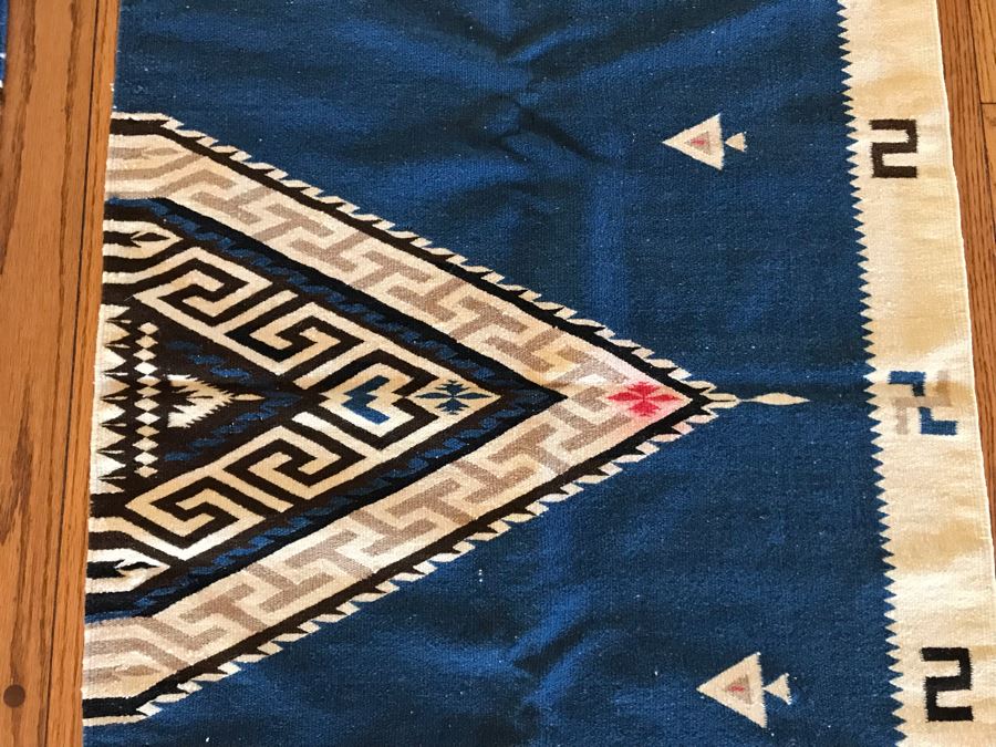 JUST ADDED - Vintage Native American Blanket Appears To Have Been Split Down Middle - Pair Of Runners Rugs - Each 26 X 76 [Photo 4]